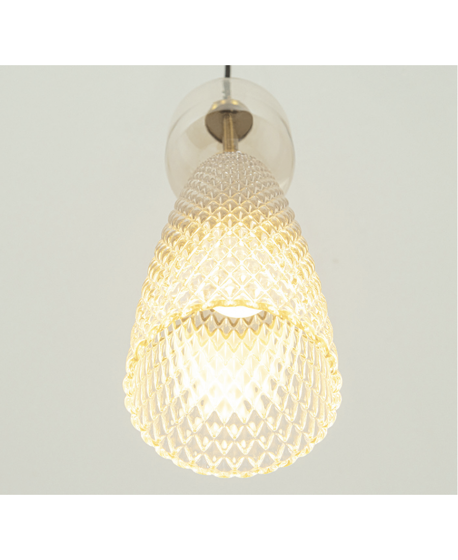 PENDANT LIGHT 3XE14 MAX 40W GLASS ANTIQUE BRASS