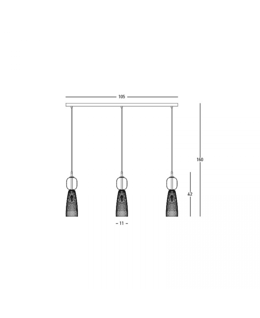 LINE LIGHT 3XE14 MAX 40W GLASS ANTIQUE BRASS