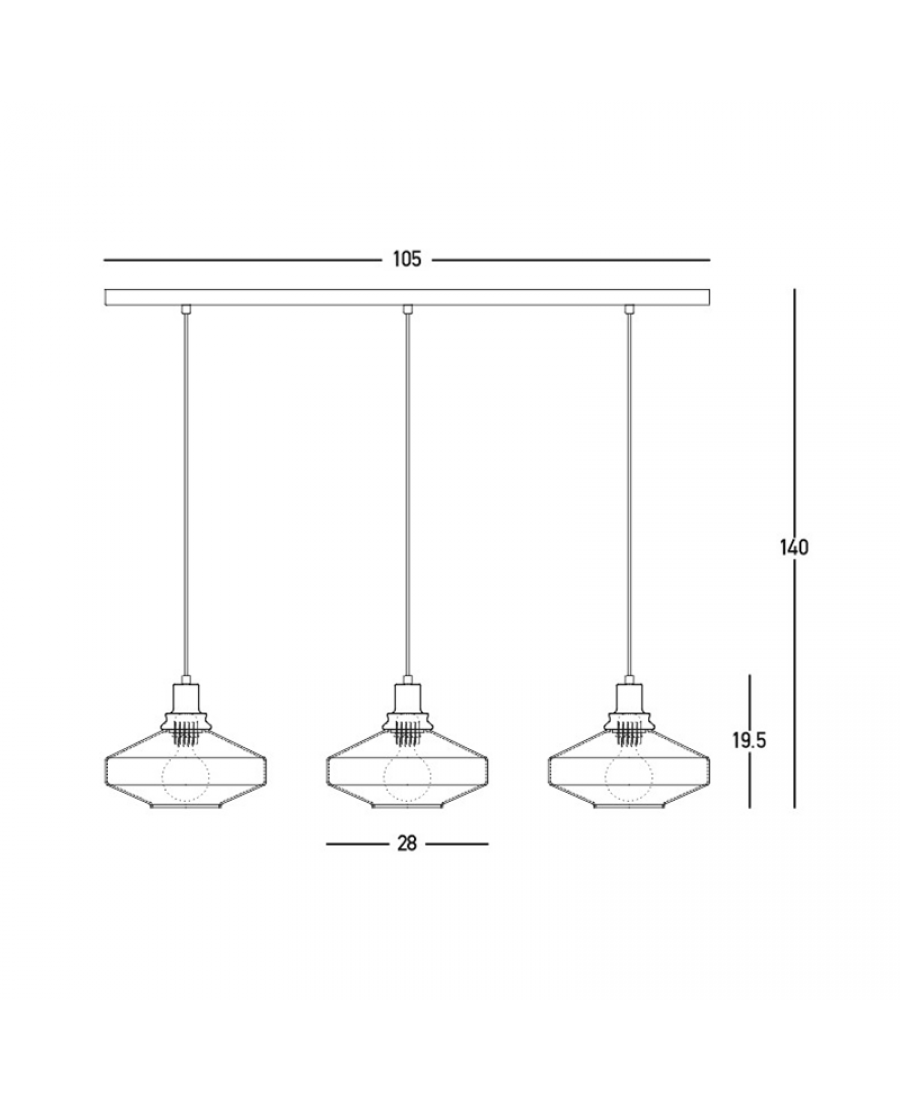 LINE LIGHT 3XE27 MAX 40W GLASS ANODISED DARK GREY