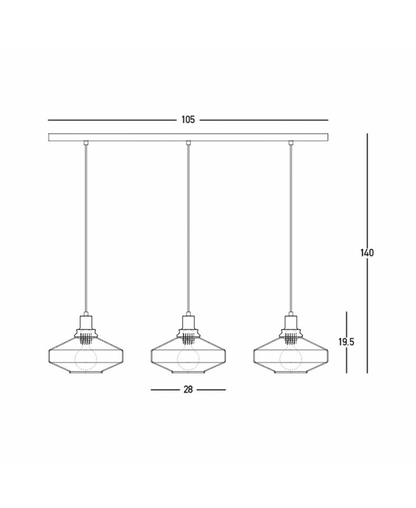 LINE LIGHT 3XE27 MAX 40W GLASS ANODISED DARK GREY