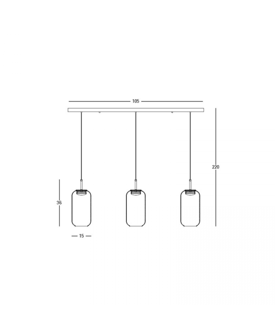 LINE LED LIGHT 3X12W 3000K GLASS BLACK-GOLD