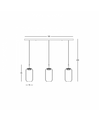 LINE LED LIGHT 3X12W 3000K GLASS BLACK-GOLD