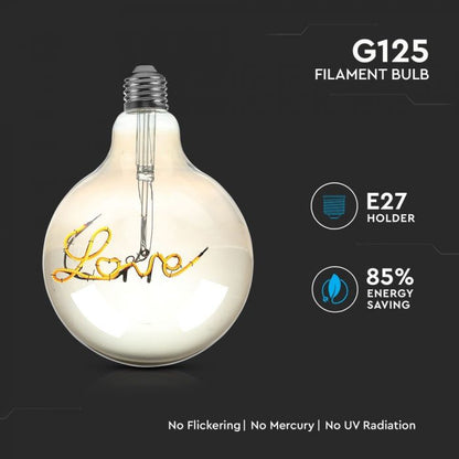 5W LED G125 LED FILAMENT BULB -AMBER GLASS 2200K E27