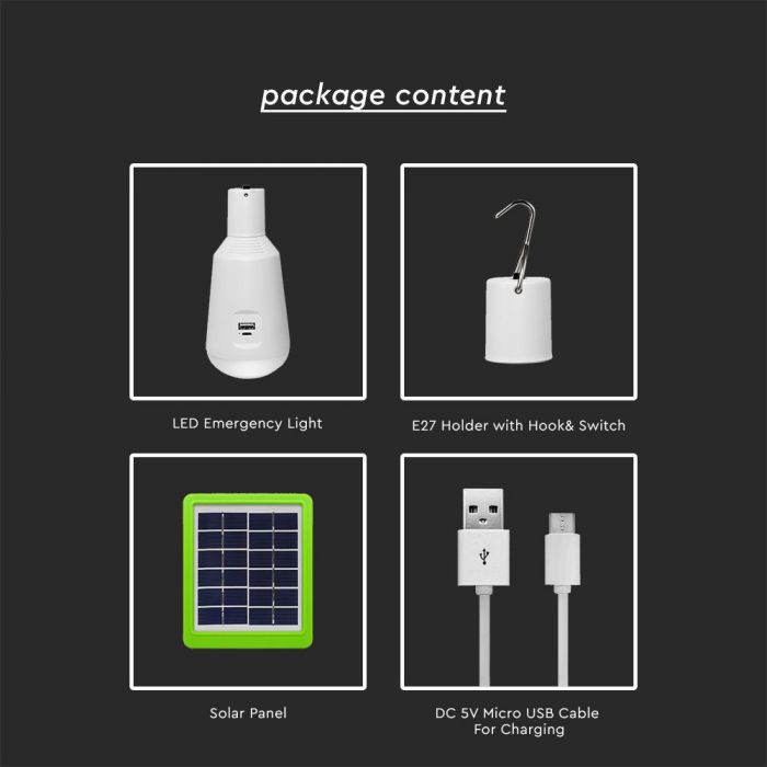 LED Bulb 7W Emergency function & Solar Panel 3 in 1