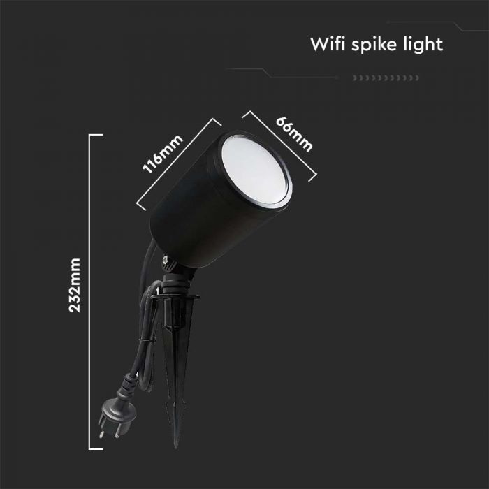 7W SMART SPIKE LIGHT COMPATIBLE WITH AMAZON ALEXA & GOOGLE HOME 3IN1+RGB BLACK BODY