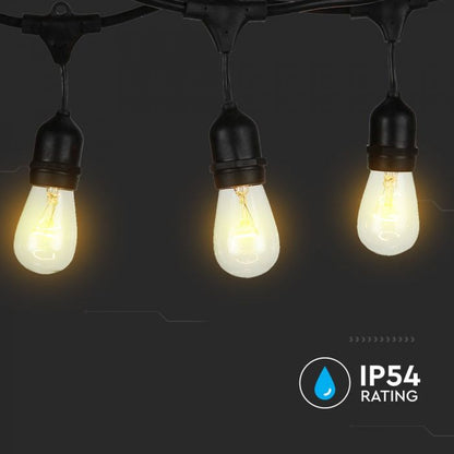 LED STRING LIGHT WITH EU PLUG & 10 E27 HOLDERS, IP54