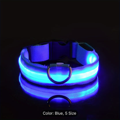 LED Glow-In-The-Dark Pet Collar For Small And Medium Dogs - Keep Your Pet Safe And Visible During Night Walks