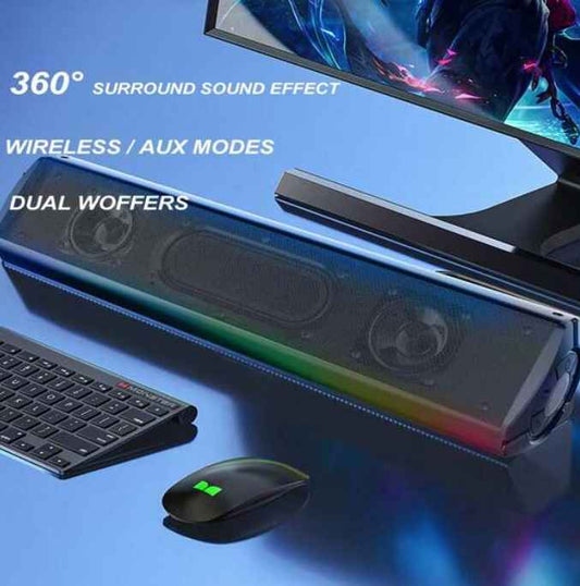 Wireless Speaker Black Soundbar With Surround Sound Effect, Suitable For Connecting With Computer, Mobile Phone, Tv And Home Audio