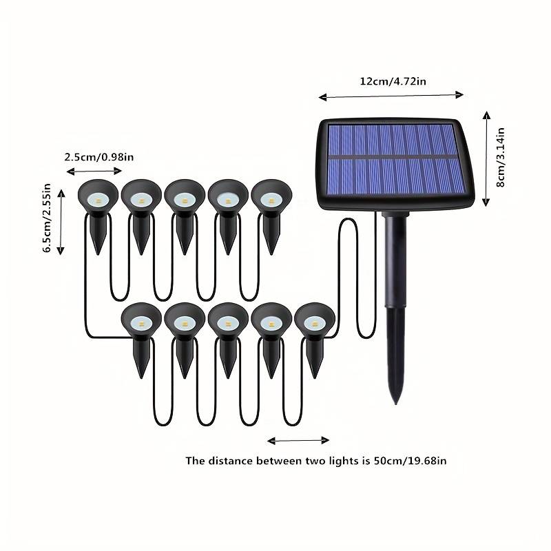 1pc 10 In 1 Solar Light RGB Lights Outdoors IP65 Waterproof Solar Lawn Light, Solar Power Light For Garden Path Pool Decoration