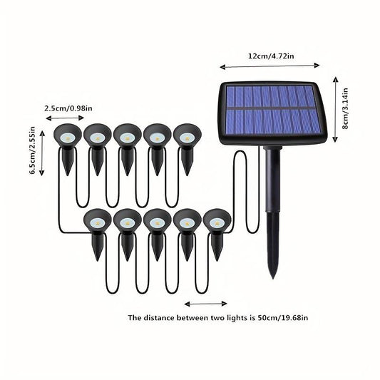 1pc 10 In 1 Solar Light RGB Lights Outdoors IP65 Waterproof Solar Lawn Light, Solar Power Light For Garden Path Pool Decoration