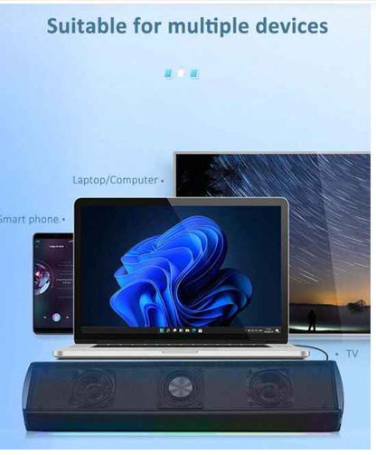 Wireless Speaker Black Soundbar With Surround Sound Effect, Suitable For Connecting With Computer, Mobile Phone, Tv And Home Audio