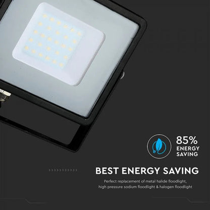 30W LED Floodlight SMD SAMSUNG Chip Slim Black Body 6000k