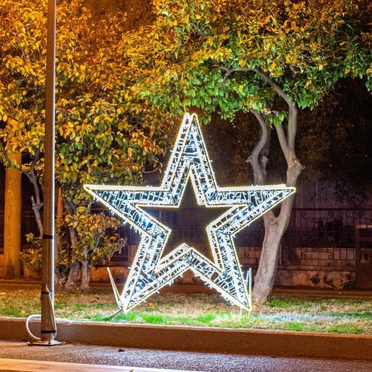 PROFESSIONAL DESIGN, STAR 3D, WARM WHITE LED ROPE LIGHT, WHITE LED, 200X200CM, IP65