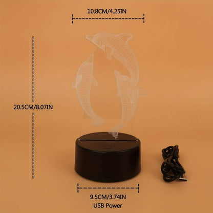 1pc Small Dolphin 3D Night Light, Monochrome Colorful Table lamp