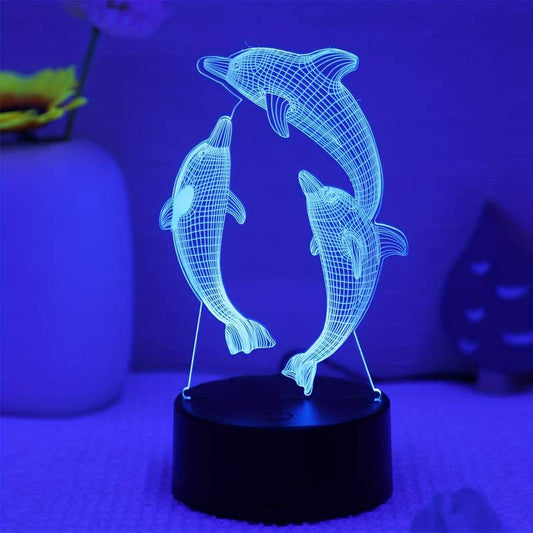 1pc Small Dolphin 3D Night Light, Monochrome Colorful Table lamp