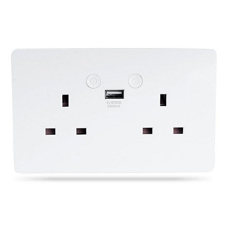 WOOX R4053 Wi-Fi Smart Wall Socket 2xUK Outlet & 1xUSB 5V/2.4A