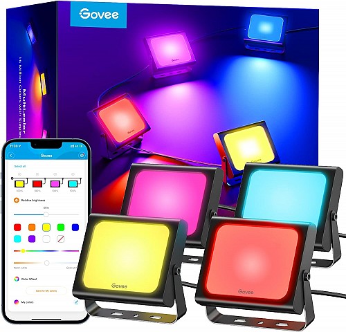 Govee Outdoor LED RGBICWW Smart Flood Lights (4pack)