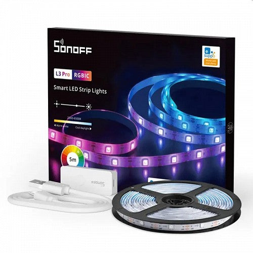 Sonoff Smart LED Light Strip RGBIC Outdoor IP54 Wi-Fi/BT L3-5M-P Order Code: 24105