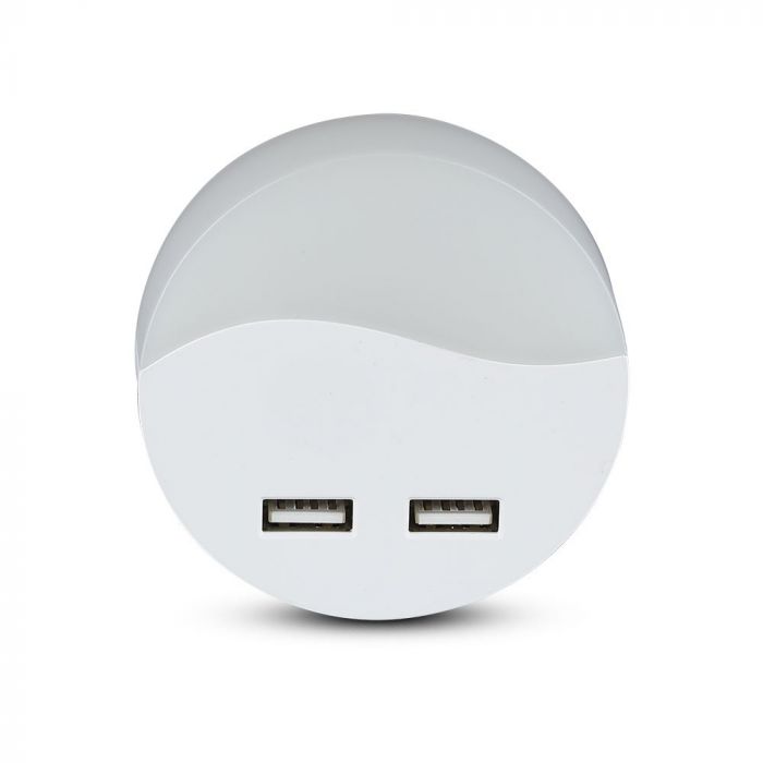 0.45W LED NIGHT LIGHT(EU PLUG) WITH USB & SAMSUNG CHIP 3000K-ROUND