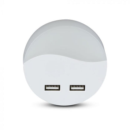 0.45W LED NIGHT LIGHT(EU PLUG) WITH USB & SAMSUNG CHIP 3000K-ROUND