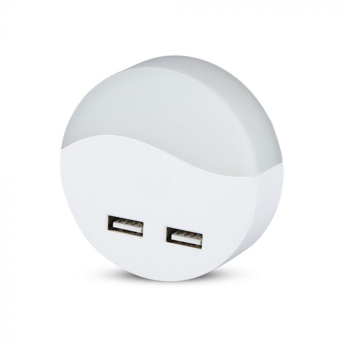 0.45W LED NIGHT LIGHT(EU PLUG) WITH USB & SAMSUNG CHIP 3000K-ROUND