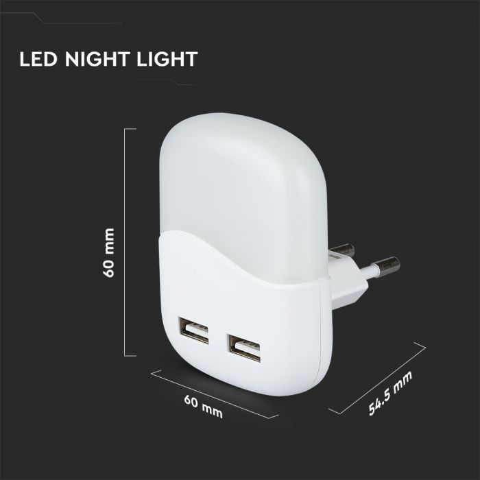 0.45WLED NIGHT LIGHT(EU PLUG) WITH USB & SAMSUNG CHIP 4000K-SQUARE