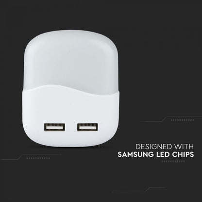 0.45WLED NIGHT LIGHT(EU PLUG) WITH USB & SAMSUNG CHIP 4000K-SQUARE