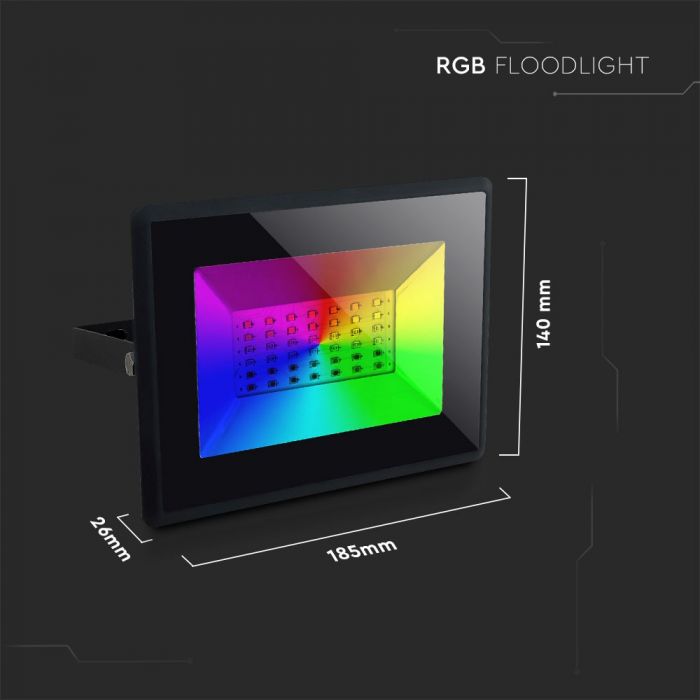 30W LED FLOODLIGHT RGB (DIMMABLE VIA REMOTE CONTROL)