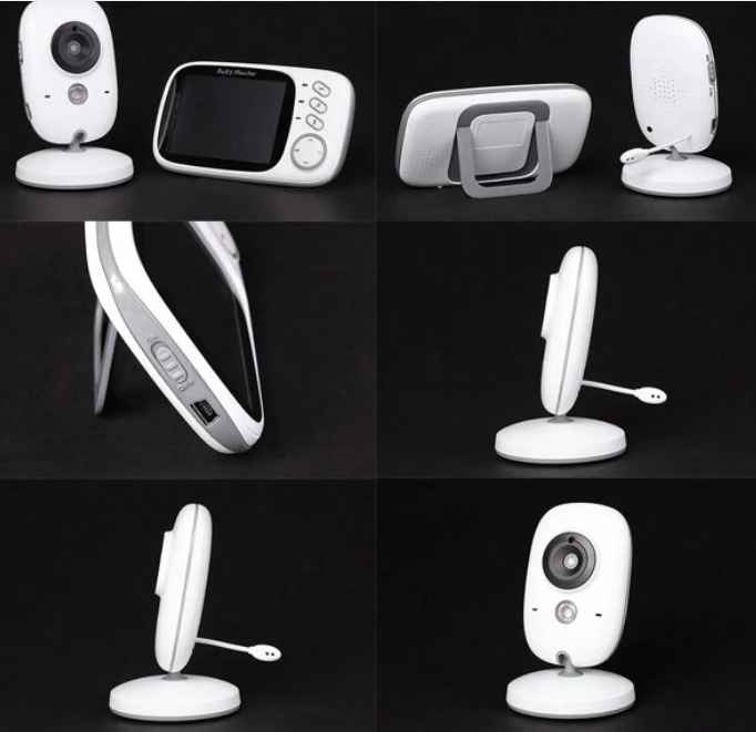 Multi-language White Video Baby Monitor, 8 Lullabies, Indoor Wireless Pan-tilt Camera, 260m Transmission Range,