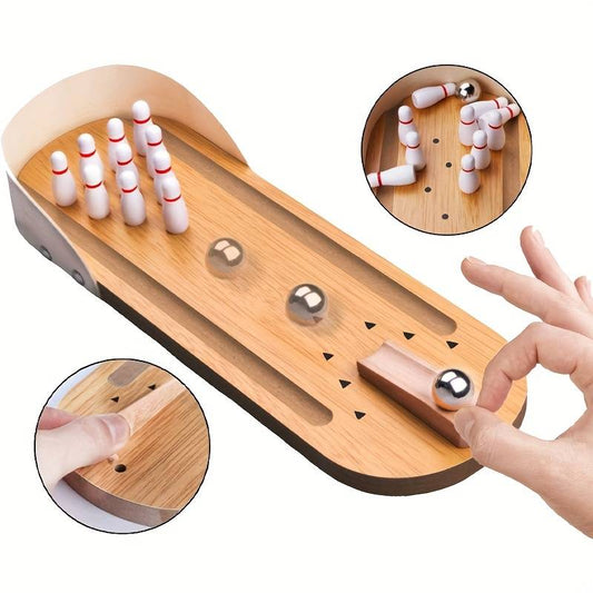 Desktop Mini Bowling Game Set Desktop Wooden Board Mini Arcade Desktop Mini Bowling Shooting Alley Office Desk Stress Relief Gadget