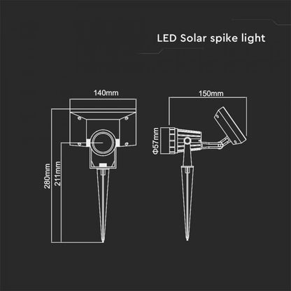 2W LED Solar Spike IP65 4000K