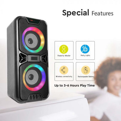 2x10W Rechargeable Speaker USB & TF Card Slot RGB 2x4 inch Woofer