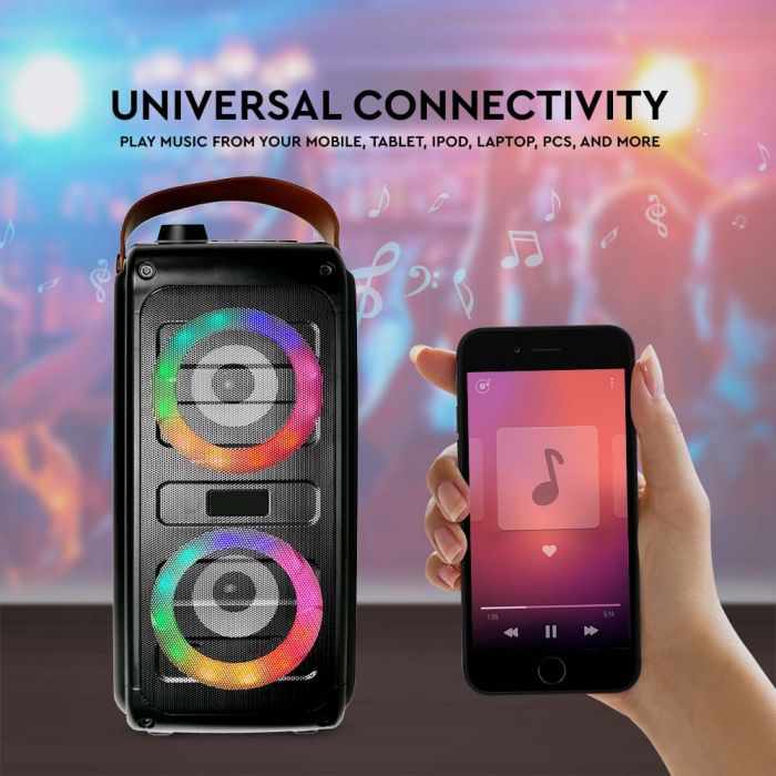 2x10W Rechargeable Speaker USB & TF Card Slot RGB 2x3 inch Woofer