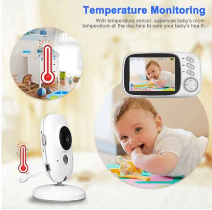 Multi-language White Video Baby Monitor, 8 Lullabies, Indoor Wireless Pan-tilt Camera, 260m Transmission Range,