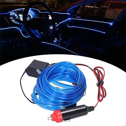 TUBE 360° Degree Decorative EL-Wire Car Neon Cord SET 3m 1W/3m 30lm/m 360° DC 12V with Car Cigarette Lighter Plug Waterproof IP68 Blue