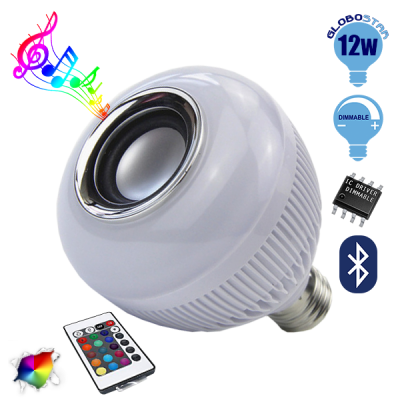 LED bulb E27 12W 230V 1080lm 260° Bluetooth with Speaker and Wireless Controller RGBW