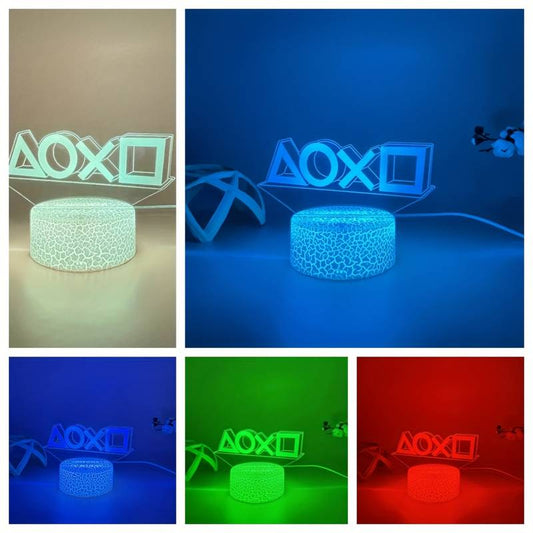 1pc 3D Night Light, Gamepad Bedside Lamp, Acrylic Board Table Lamp, LED Smart Touch 16 Colors + Warm White Base 7 Colors + Black Base Warm White Mini Small Table Lamp