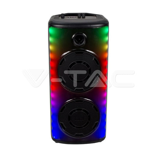 600W Rechargeable Speaker With 1 Wired Microphone RF Control and Handle 2x8 inch