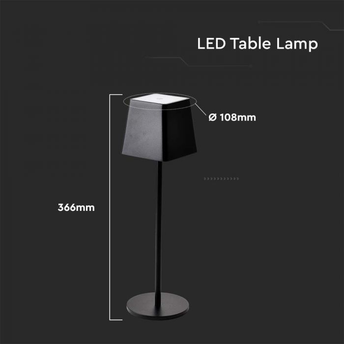 2W Table Lamp Black Body IP54 3000K