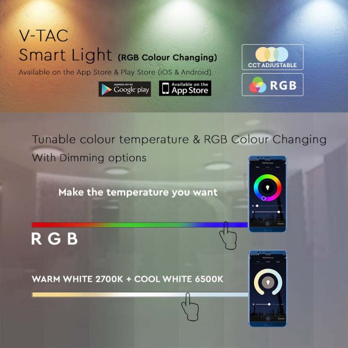 2.2W LED AMBIANCE LAMP COMPATIBLE WITH AMAZON ALEXA & GOOGLE HOME RGB+WW+CW