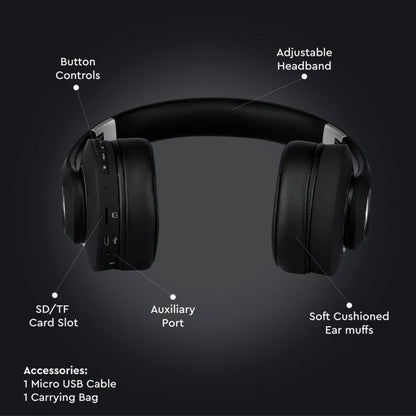 Bluetooth Wireless Headphone Adjustable Head 500mAh Black