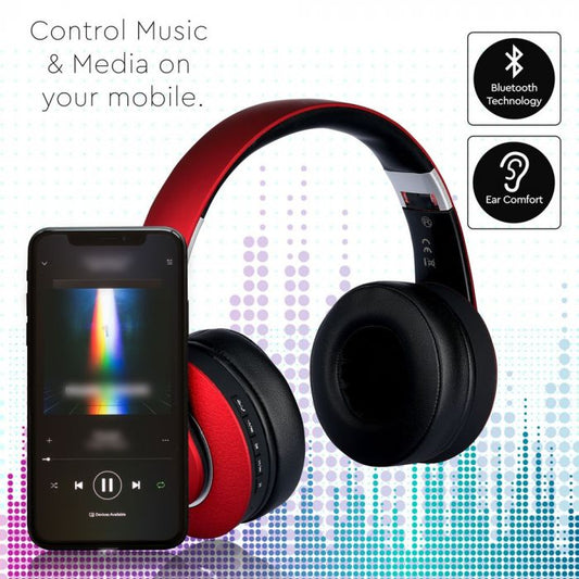 Bluetooth Wireless Headphone Adjustable Head 500mAh Red