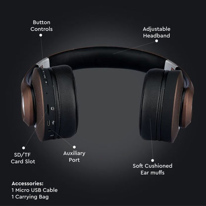 Bluetooth Wireless Headphone Adjustable Head 500mAh Brown