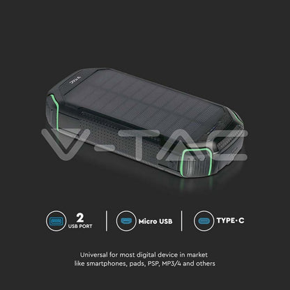 30000mAh Solar Wireless Charger Power Bank Black