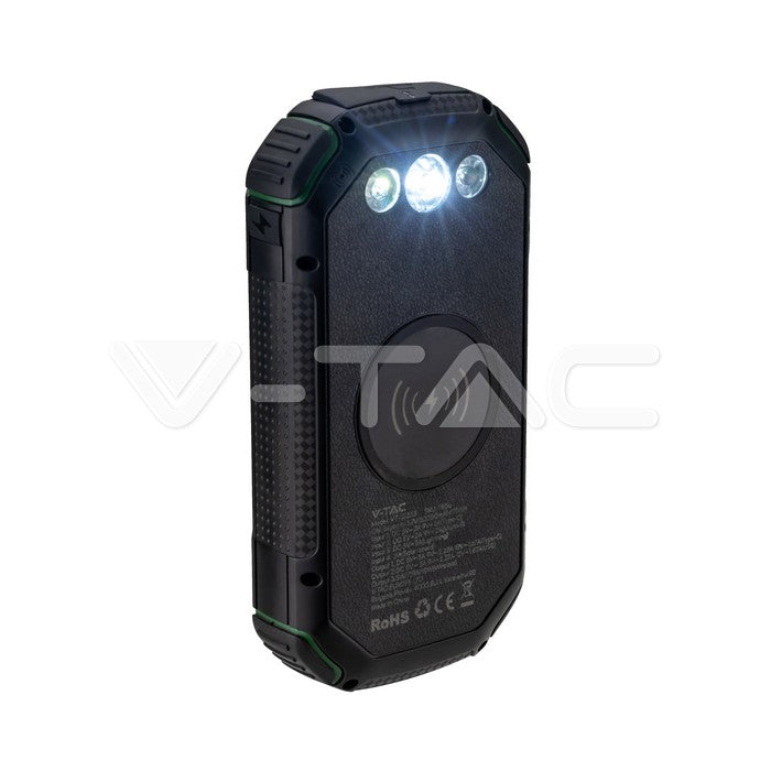 30000mAh Solar Wireless Charger Power Bank Black