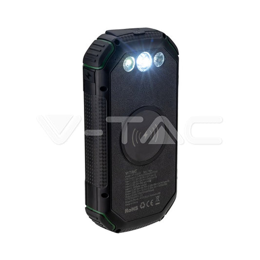 30000mAh Solar Wireless Charger Power Bank Black
