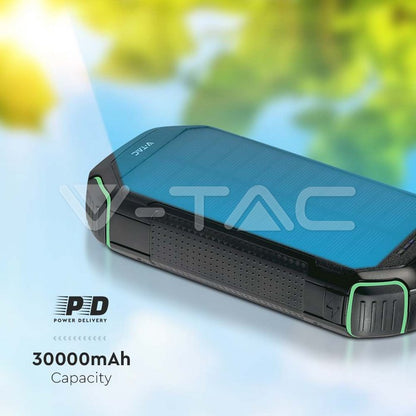 30000mAh Solar Wireless Charger Power Bank Black