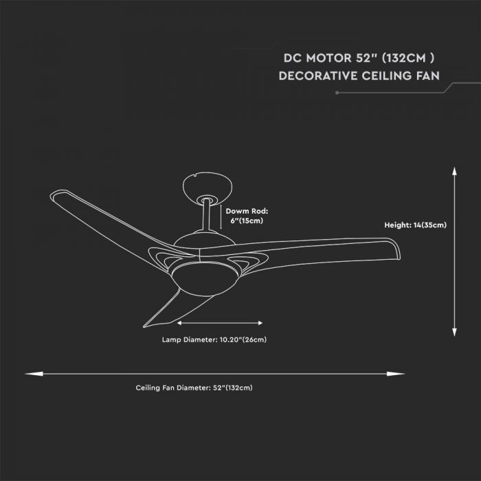 35W LED CEILING FAN WITH RF CONTROL-3 BLADES-DC MOTOR-WHITE