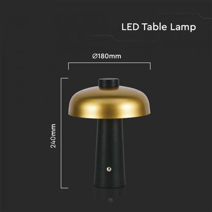 3W LED Table Lamp Rechargeable 1800mAh Battery Gold + Black