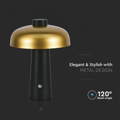 3W LED Table Lamp Rechargeable 1800mAh Battery Gold + Black